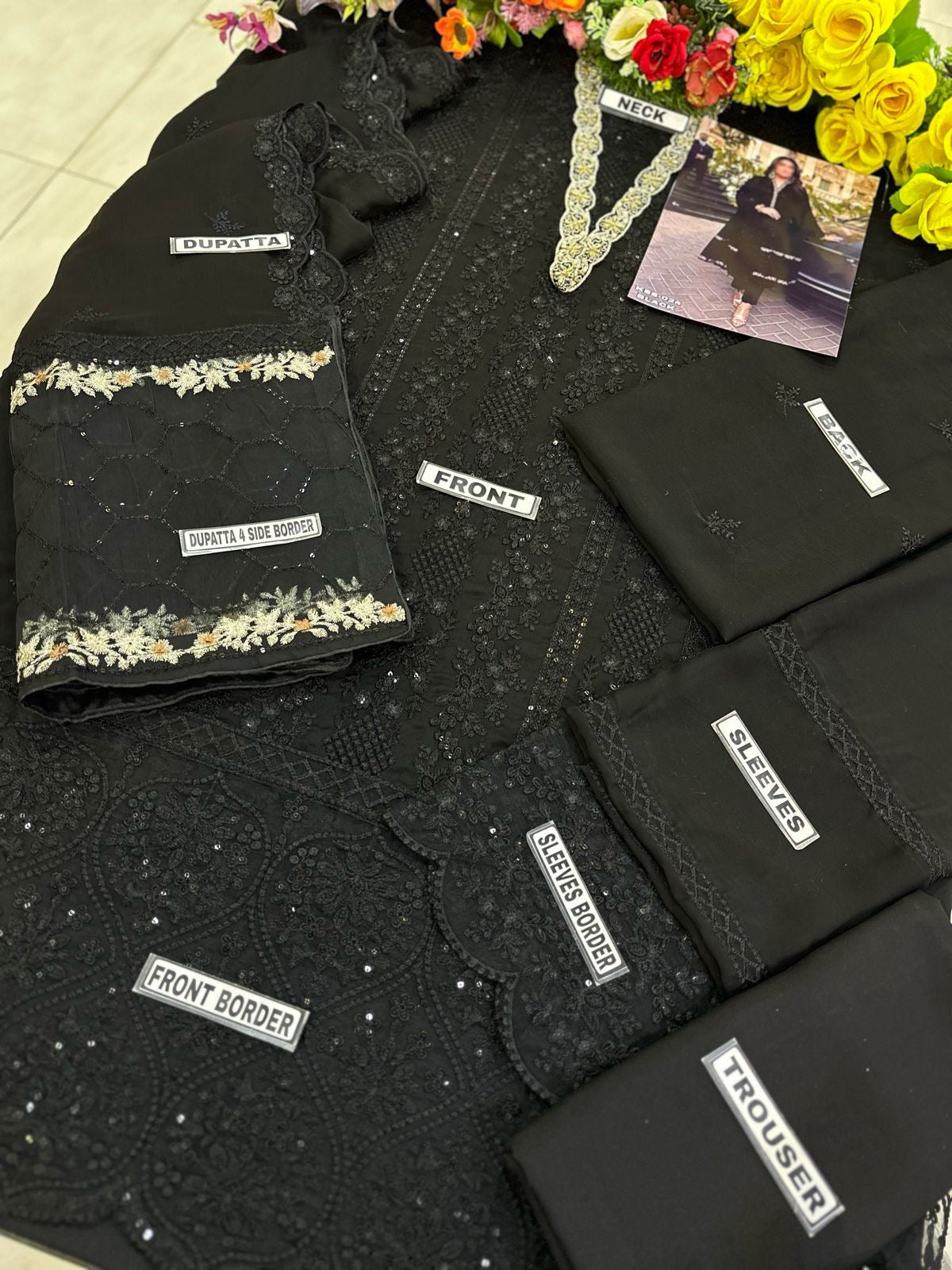 AZURE CHIFFON PARTY WEAR KSS-024-BLACK