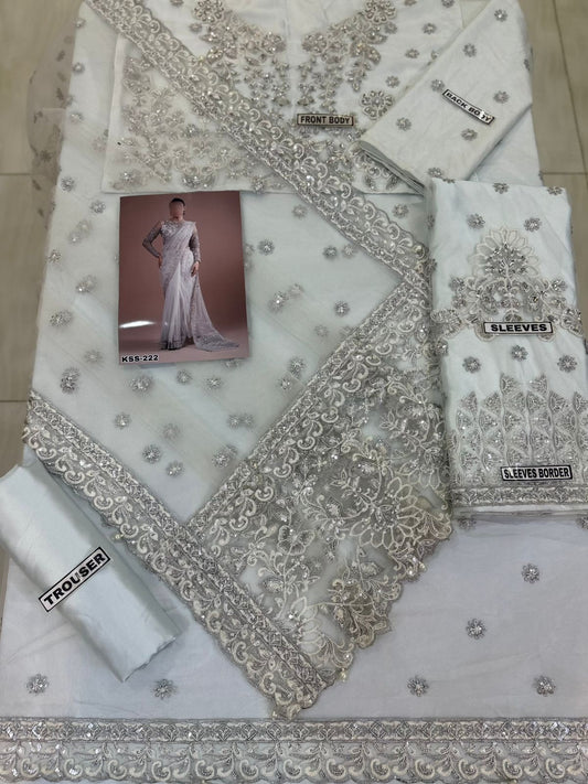 MARIA B NET SAAREE WEDDING WEAR KSS-222