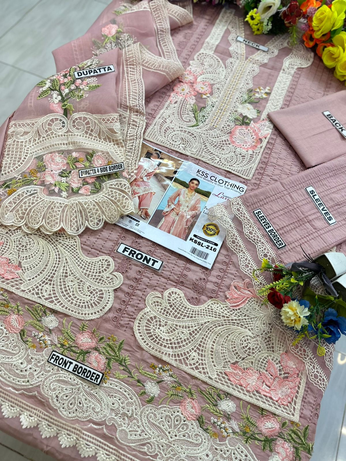 CRIMSON CHIKANKARI LAWN/ORGANZA PARTY WEAR KSSL-216