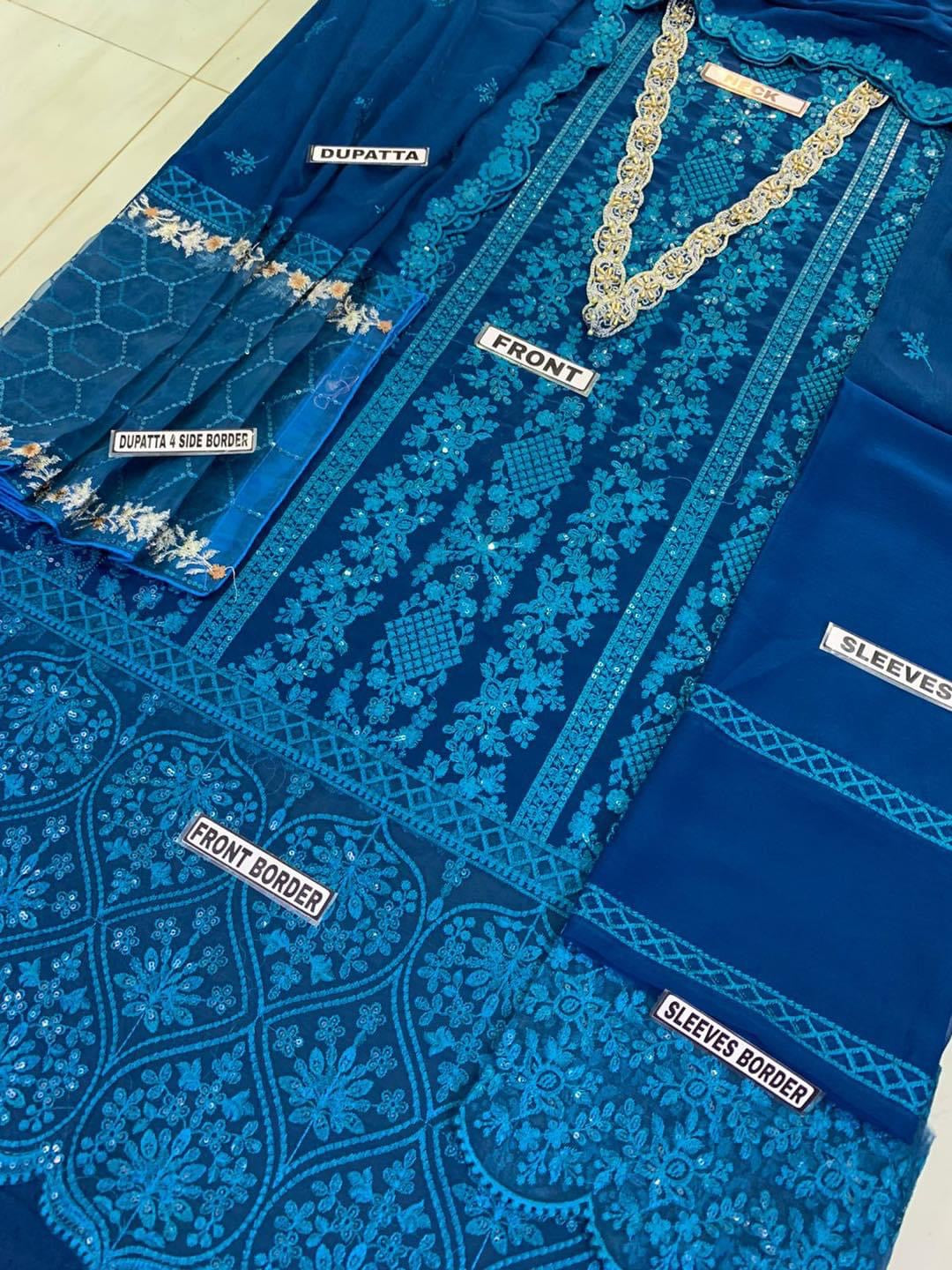 AZURE CHIFFON PARTY WEAR KSS-024-ZING