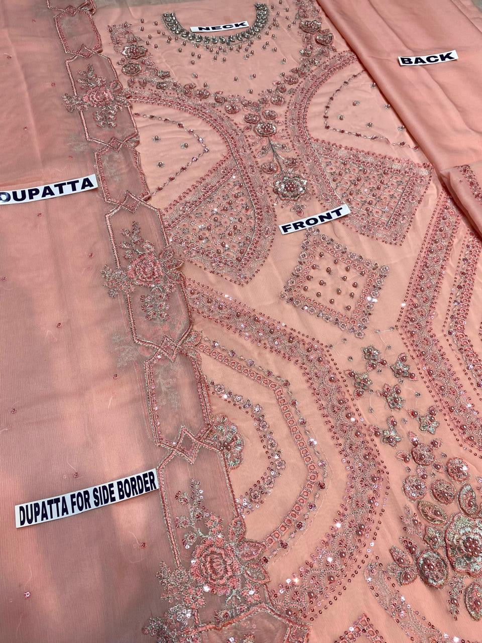 MARIA B CHIFFON WEDDING WEAR KSS-199-PEACH