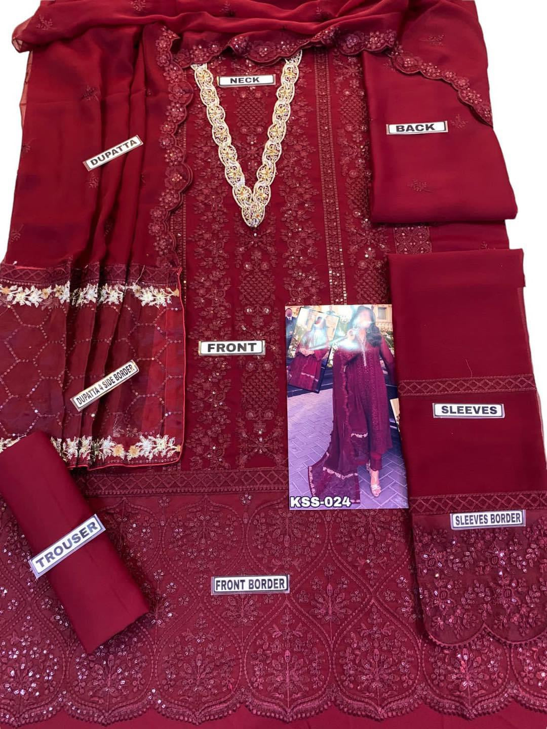AZURE CHIFFON PARTY WEAR KSS-024-MAROON