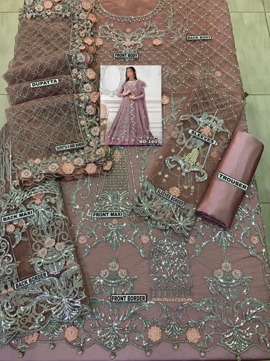 MARIA B NET MAXI BRIDAL WEAR BD-1807-PEACH