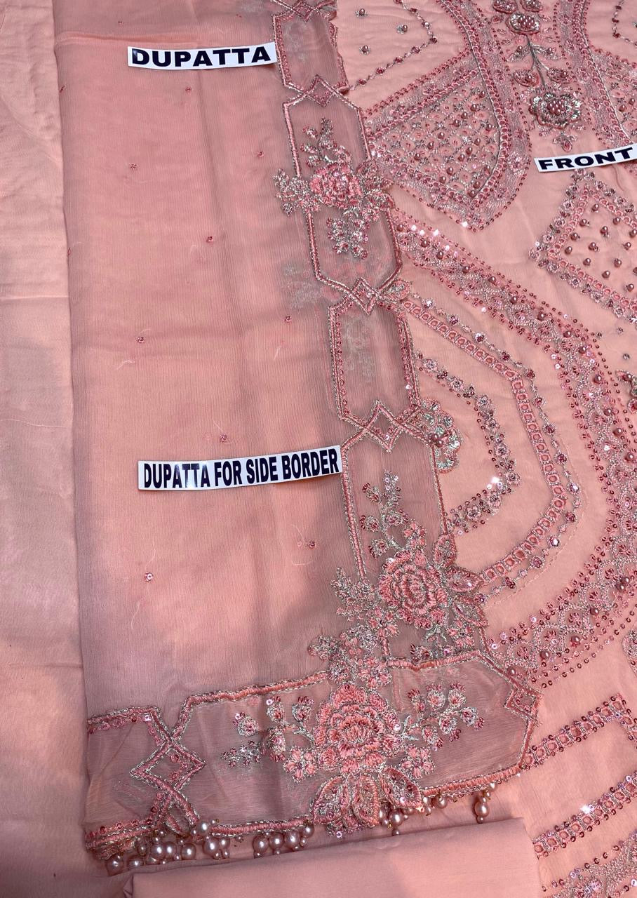 MARIA B CHIFFON WEDDING WEAR KSS-199-PEACH