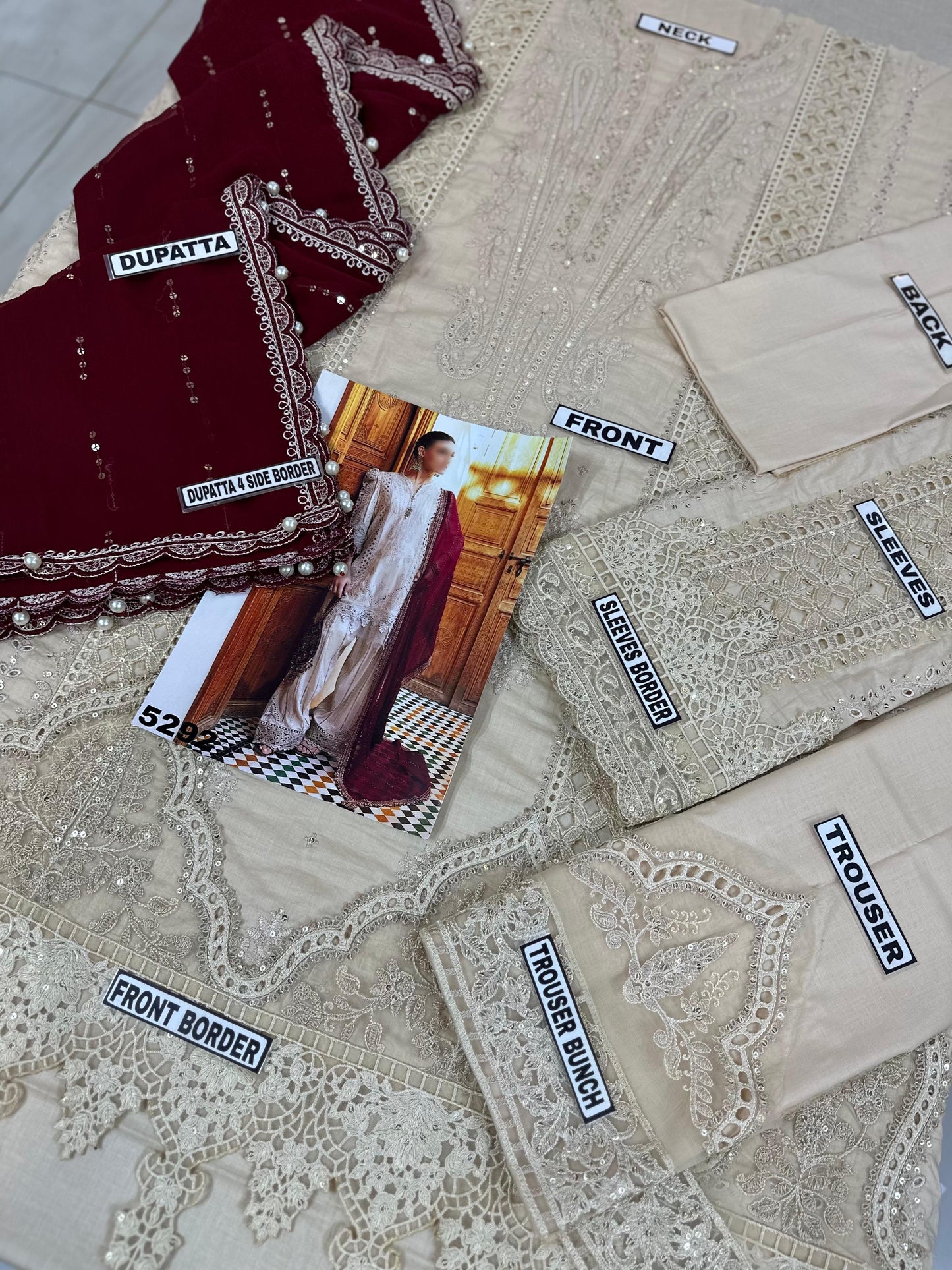 MARIA B CHIKANKARI LAWN/CHIFFON PARTY WEAR 5292