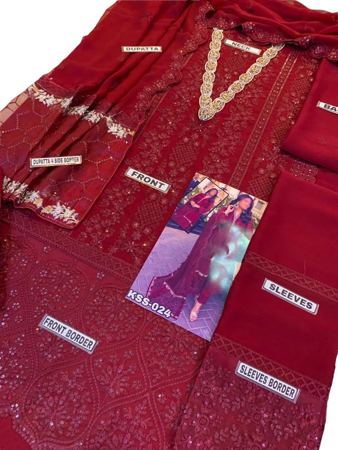 AZURE CHIFFON PARTY WEAR KSS-024-MAROON