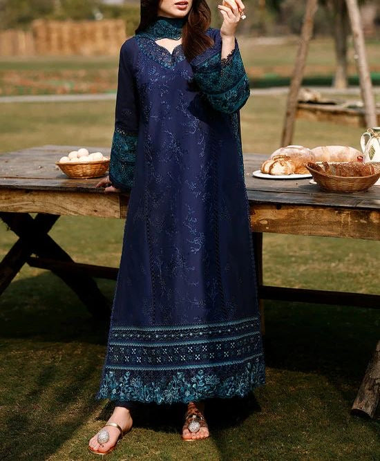 Azure Lawn/Chiffon Party Wear 5450