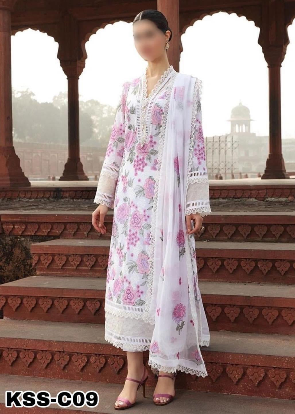 BAREEZE SUMMER LAWN WITH CHIFFON DUPATTA PARTY WEAR 2023 - H FASHION VILLAS