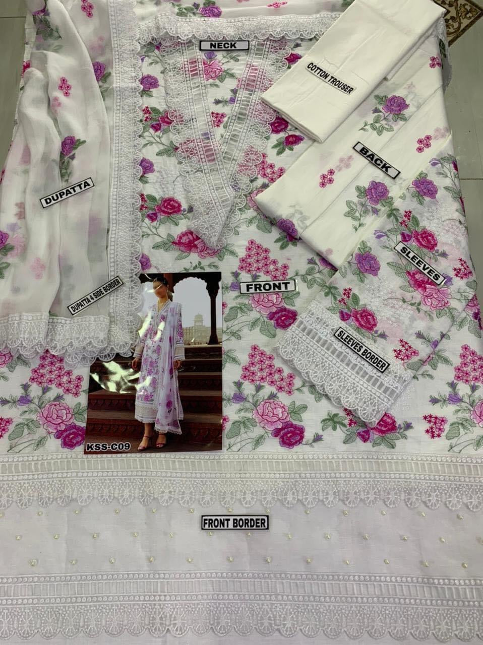 BAREEZE SUMMER LAWN WITH CHIFFON DUPATTA PARTY WEAR 2023 - H FASHION VILLAS
