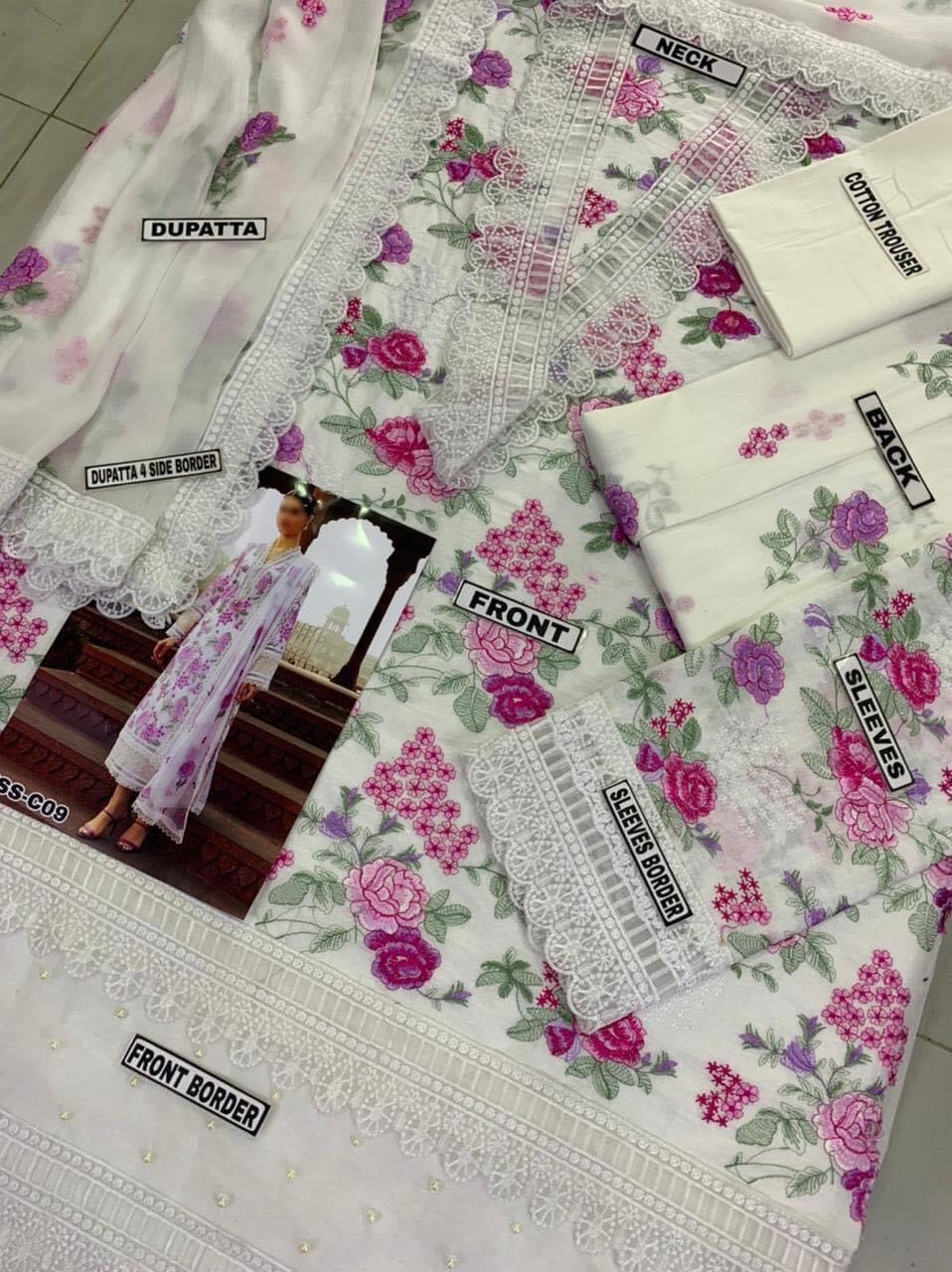 BAREEZE SUMMER LAWN WITH CHIFFON DUPATTA PARTY WEAR 2023 - H FASHION VILLAS