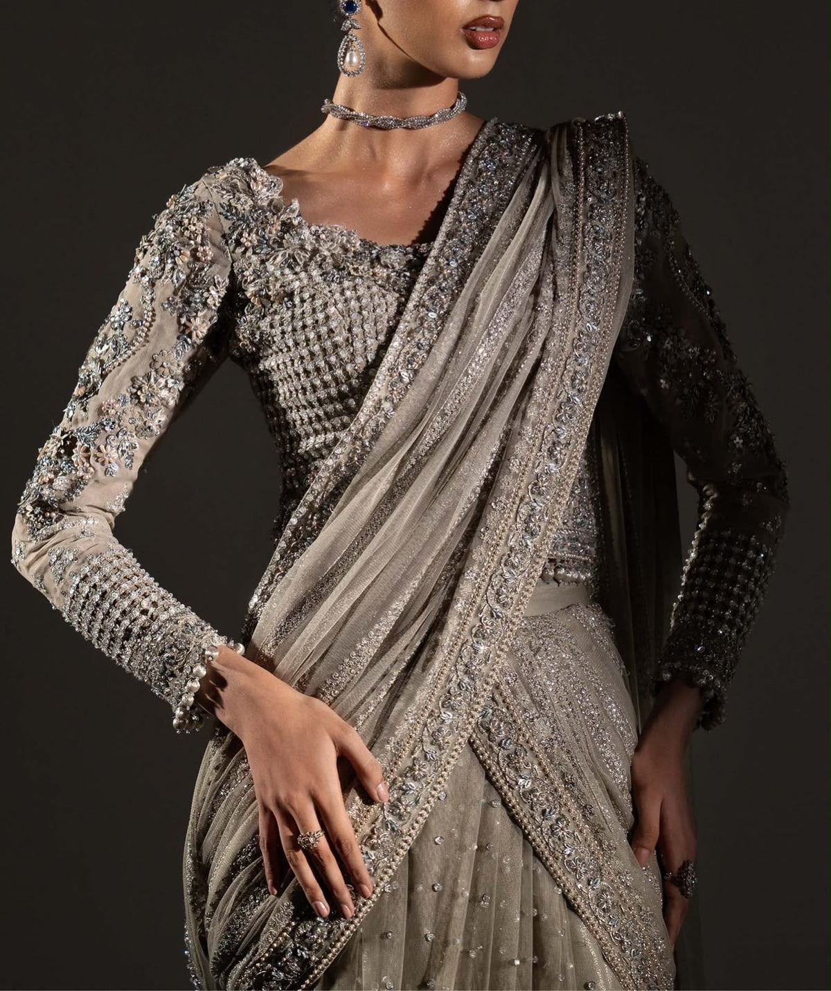 Maria B Net Saree Wedding Wear 5512