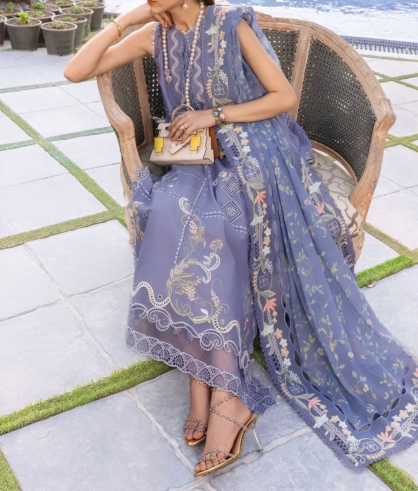 Crimson Lawn/Silk Wedding Wear 5446