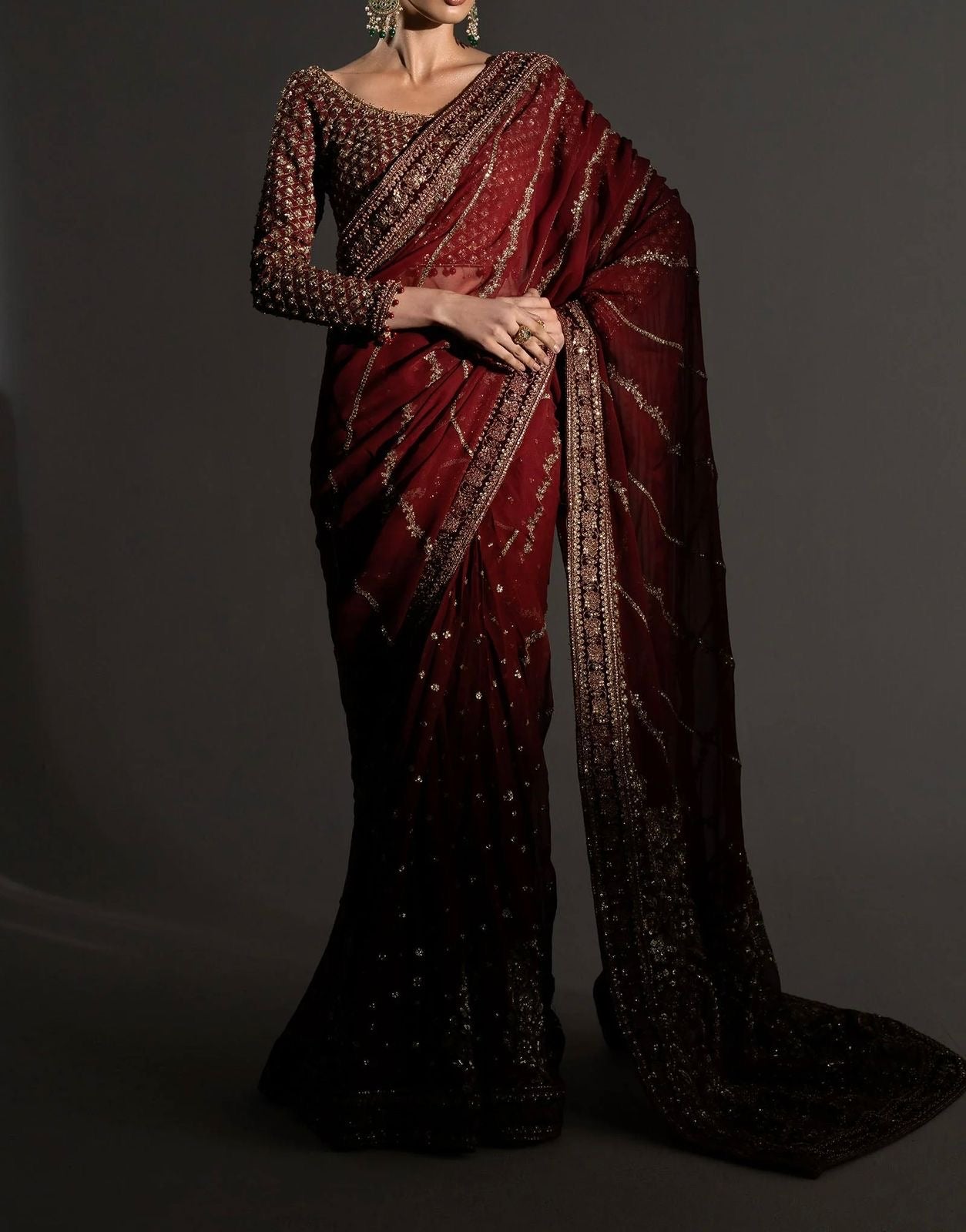 Maria B Chiffon Saree Wedding Wear 5511