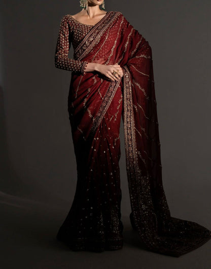 Maria B Chiffon Saree Wedding Wear 5511