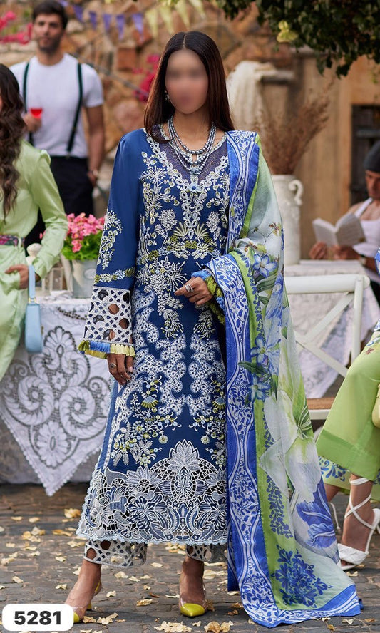 MUSHQ CHIKANKARI LAWN/DIGITAL SILK PARTY WEAR 5281