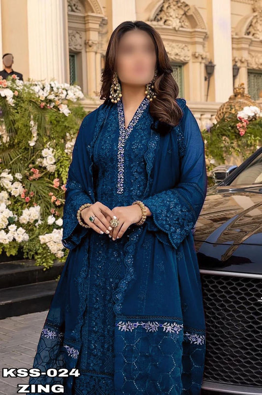 AZURE CHIFFON PARTY WEAR KSS-024-ZING