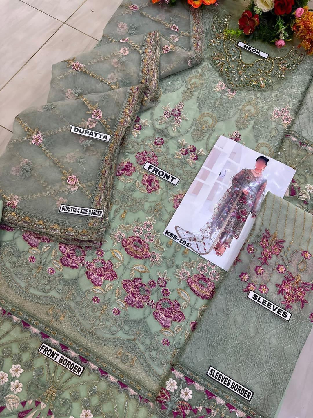 RAMSHA CHIFFON/NET PARTY WEAR KSS-101