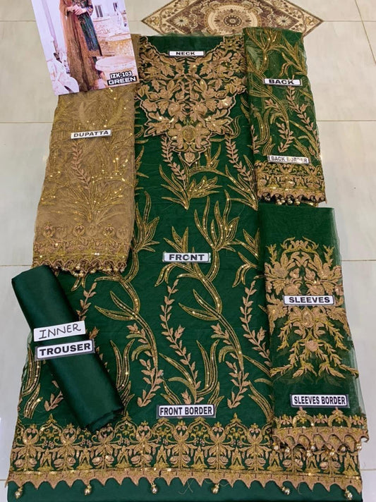 IZNIK NET PARTY WEAR IZK-103-GREEN