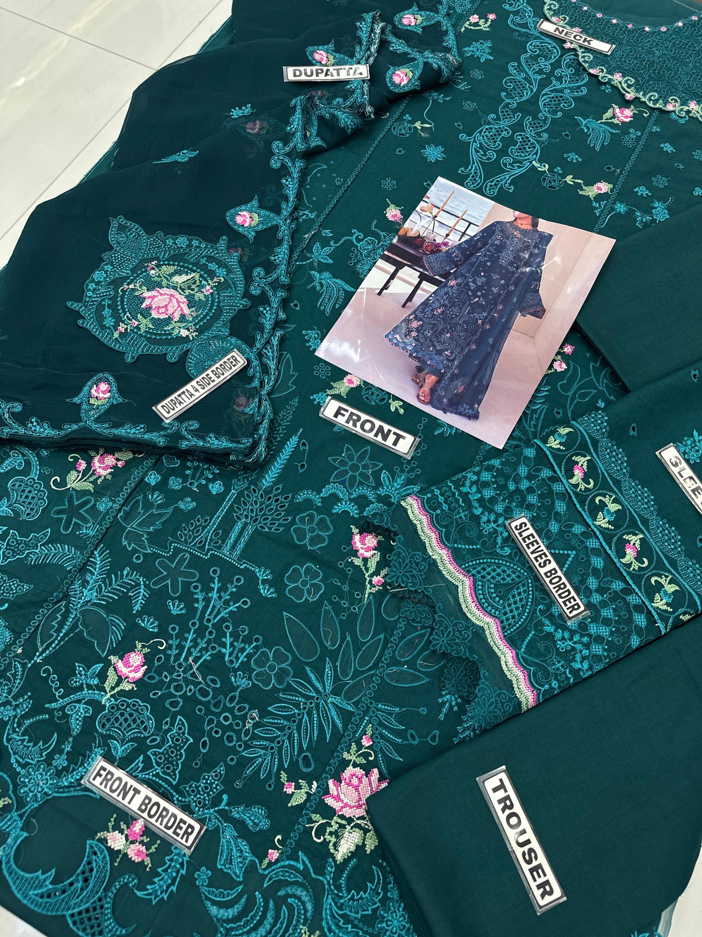 Qalamkar Lawn/Chiffon Wedding Wear 5426