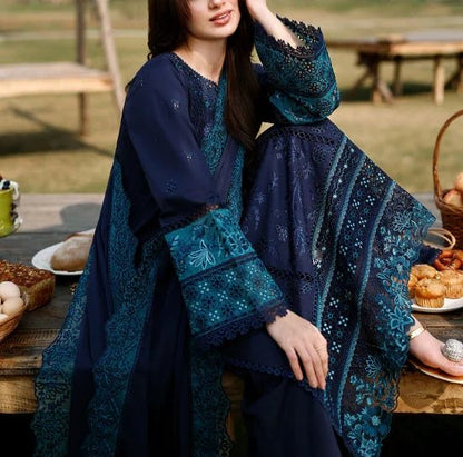 Azure Lawn/Chiffon Party Wear 5450