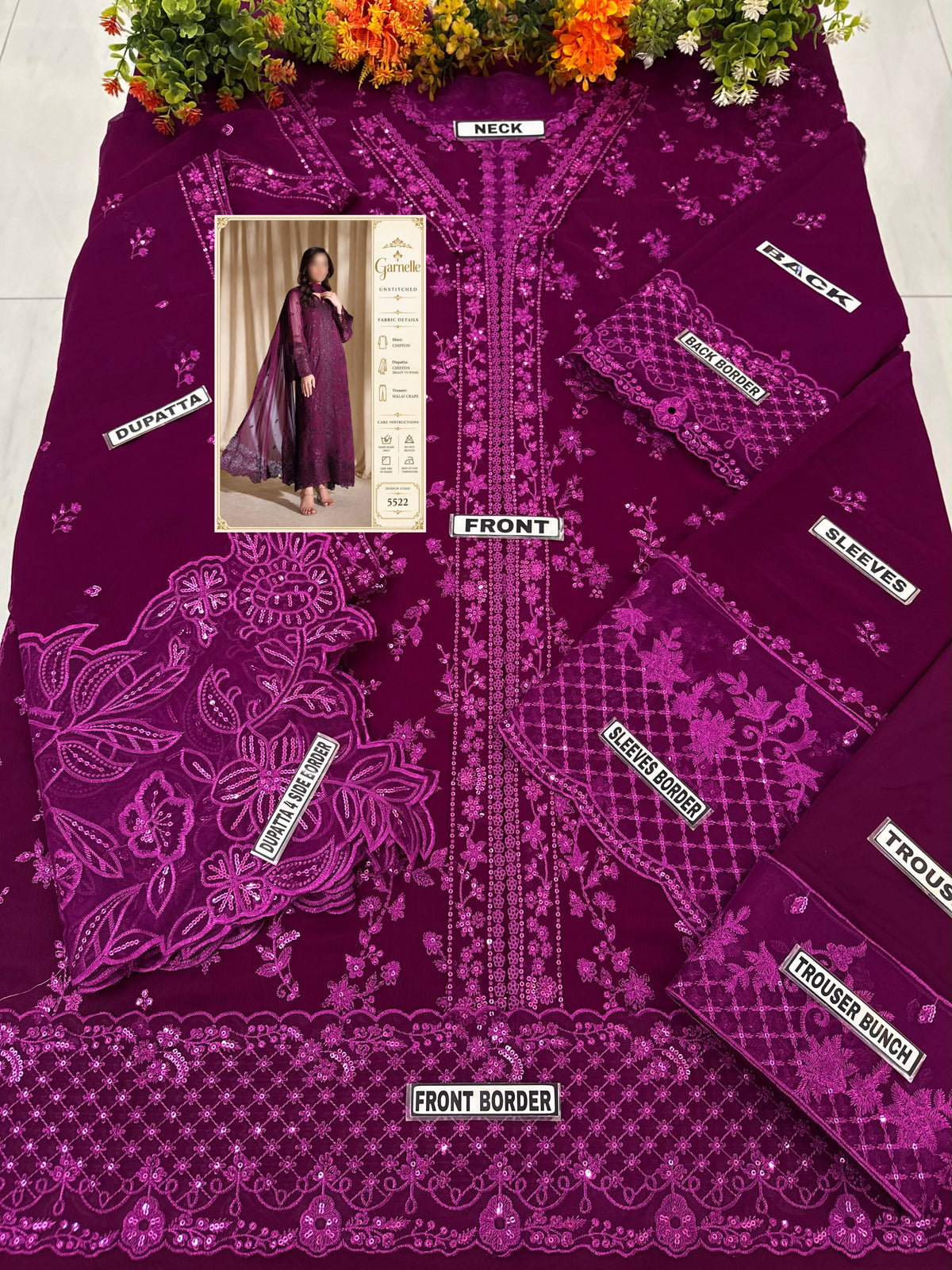Azure Chiffon Party Wear 5522