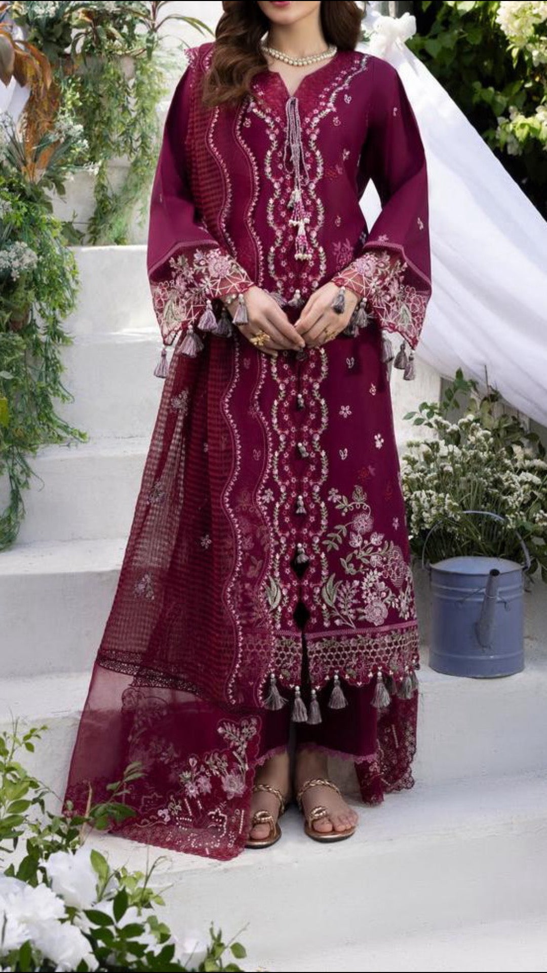 Noorey Chuikankari Lawn/Organza Wedding Wear 5508