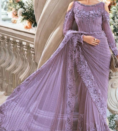 MARIA B NET SAAREE WEDDING WEAR hfv-4627