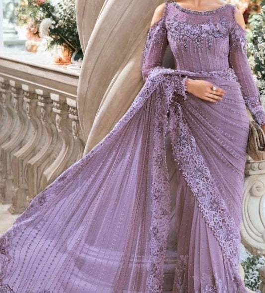 MARIA B NET SAAREE WEDDING WEAR hfv-4627