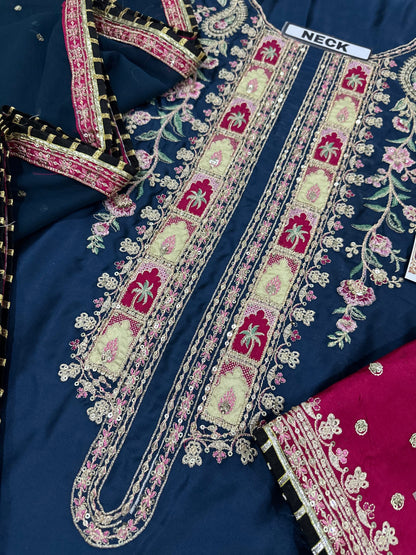Ethnic Kaftan Shalmose Silk/Bamber Chiffon Wedding Wear 5515