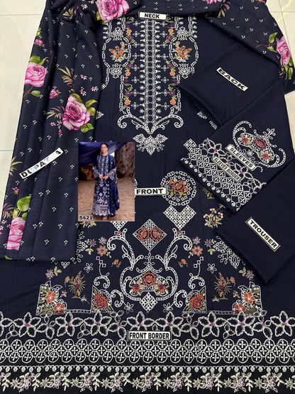 QALAMKAR LAWN/DIAMOND DIGITAL ORGANZA 5421