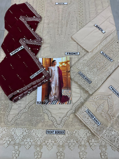 MARIA B CHIKANKARI LAWN/CHIFFON PARTY WEAR 5292