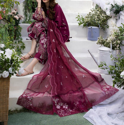 Noorey Chuikankari Lawn/Organza Wedding Wear 5508