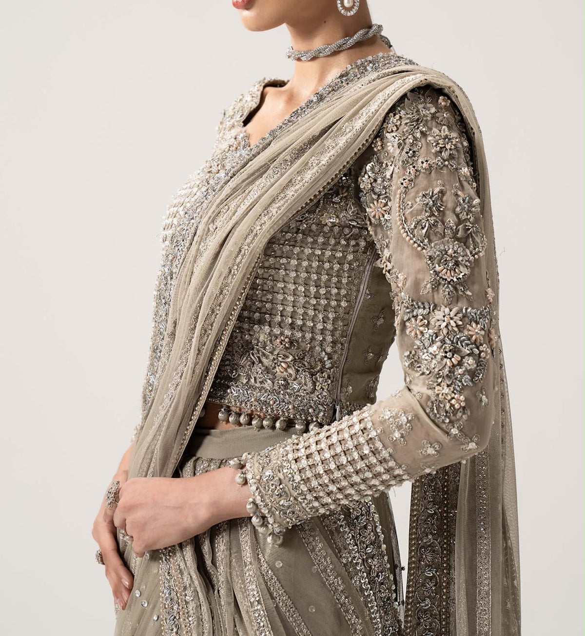 Maria B Net Saree Wedding Wear 5512