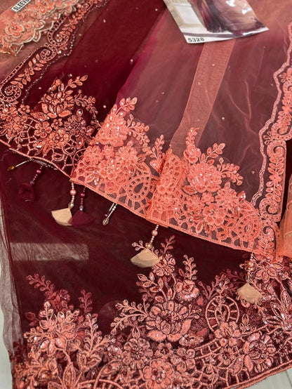 MARIA B NET SAAREE WEDDING WEAR 5328