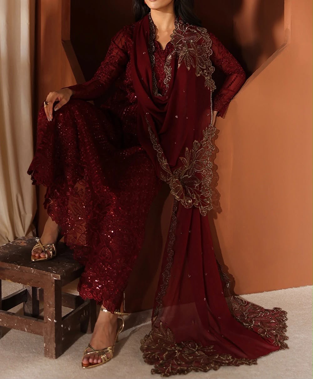 Azure Chiffon Party Wear 5495