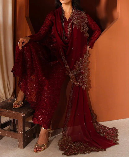 Azure Chiffon Party Wear 5495