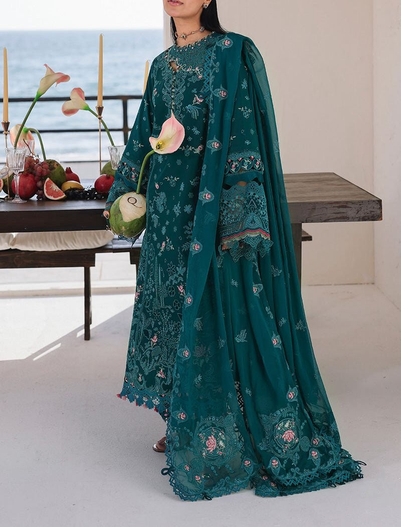 Qalamkar Lawn/Chiffon Wedding Wear 5426