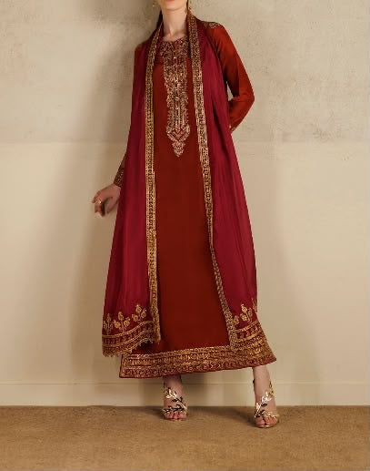 Iznik Kaftan Shalmose Silk/Chiffon Party Wear 5527