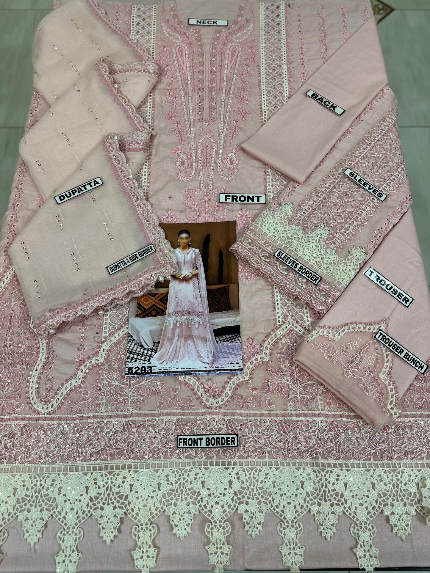 MARIA B CHIKANKARI LAWN/CHIFFON PARTY WEAR 5293