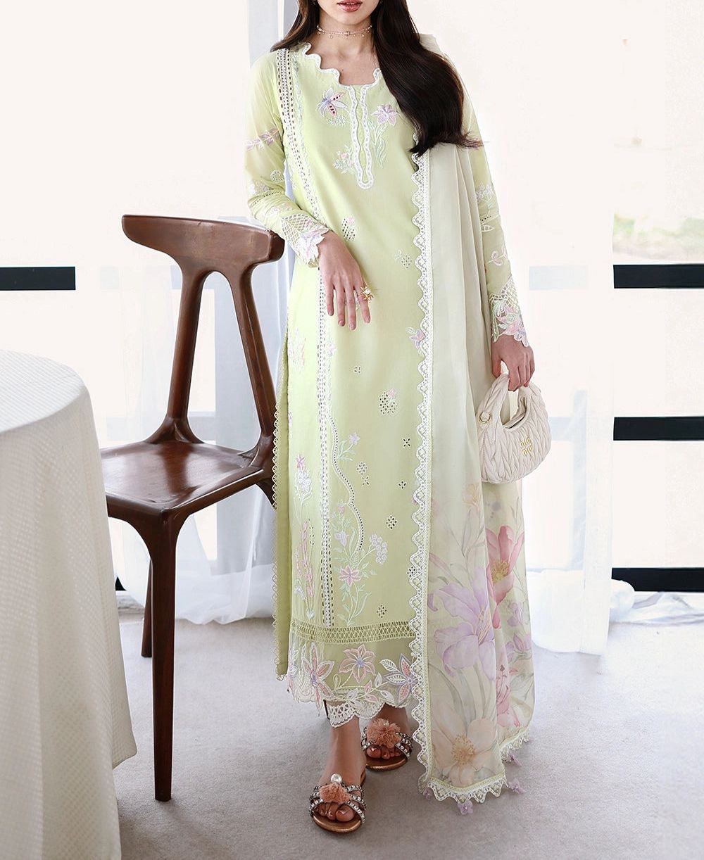 Azure Lawn/Silk Party Wear 5451