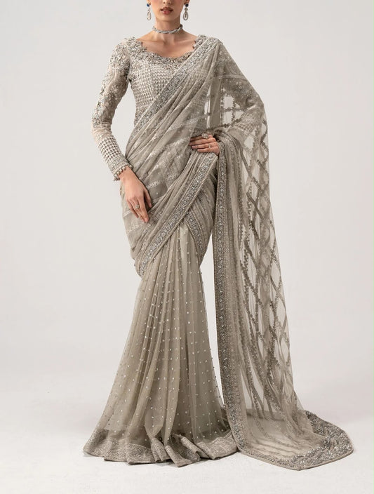Maria B Net Saree Wedding Wear 5512