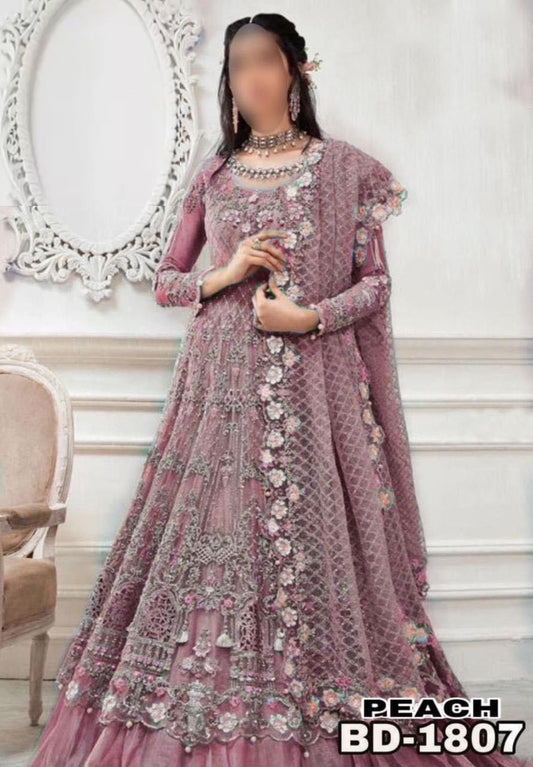 MARIA B NET MAXI BRIDAL WEAR BD-1807-PEACH