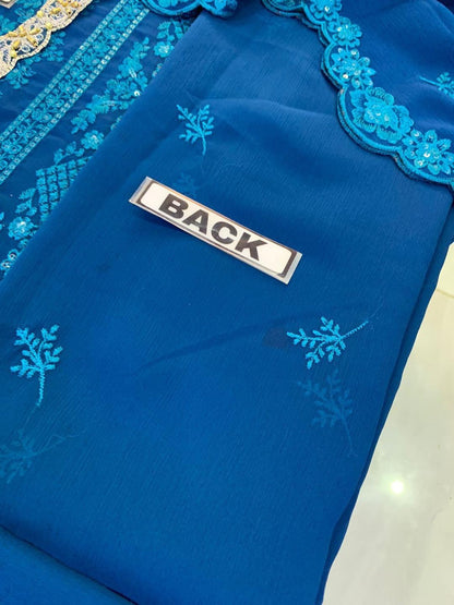 AZURE CHIFFON PARTY WEAR KSS-024-ZING