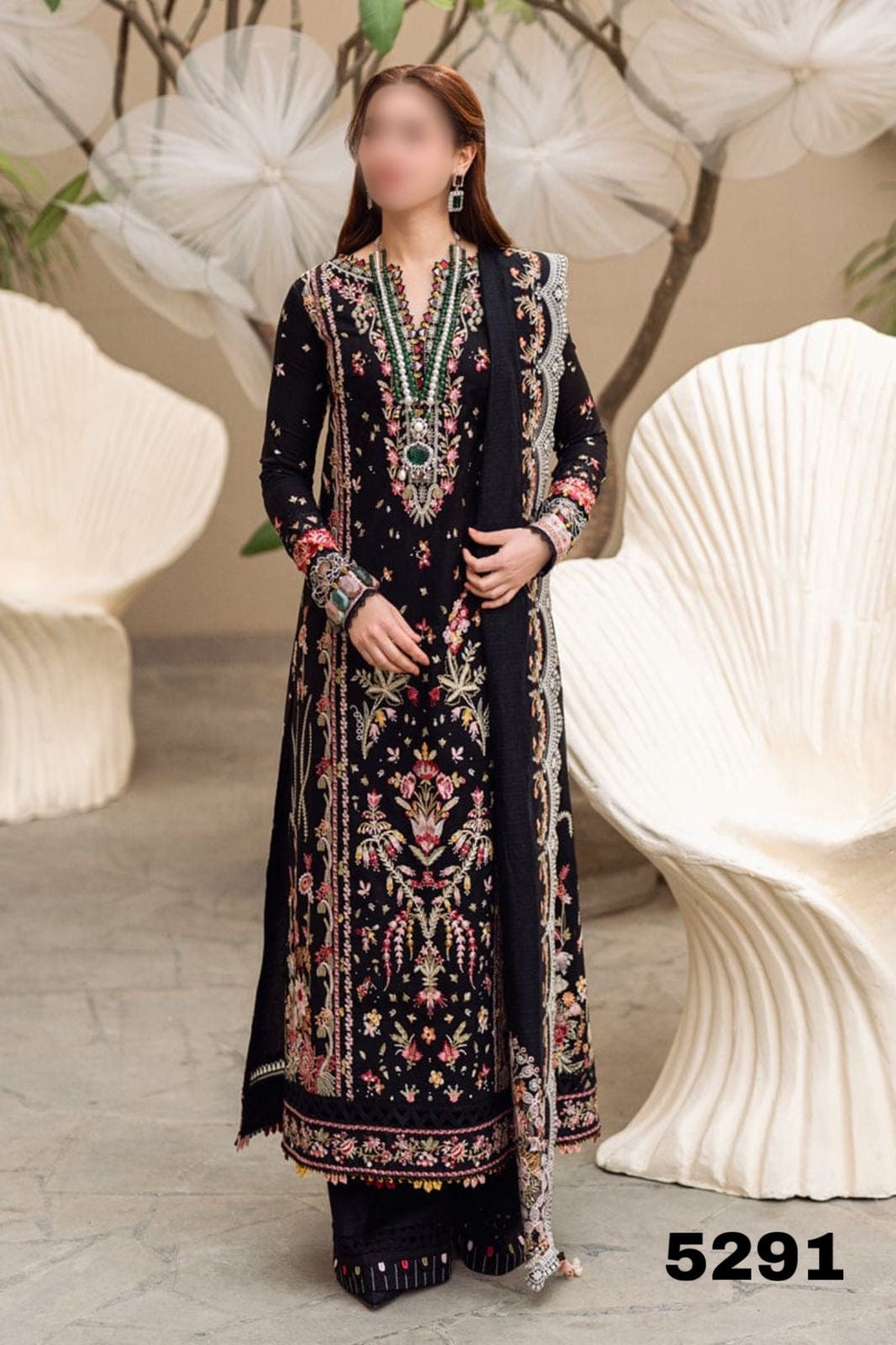 QALAMKAR LAWN/COTTON NET PARTY WEAR 5291