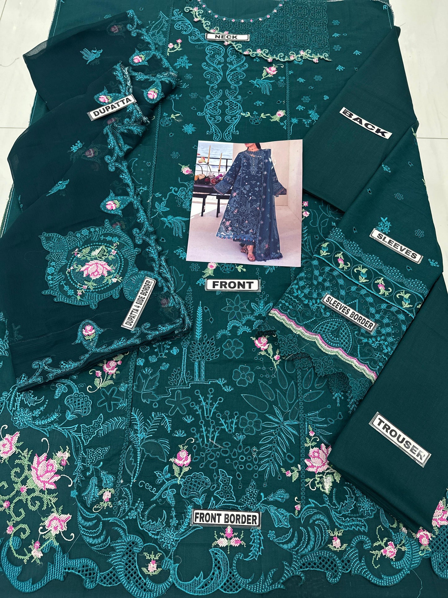 Qalamkar Lawn/Chiffon Wedding Wear 5426