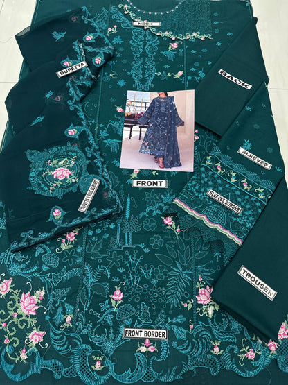 Qalamkar Lawn/Chiffon Wedding Wear 5426