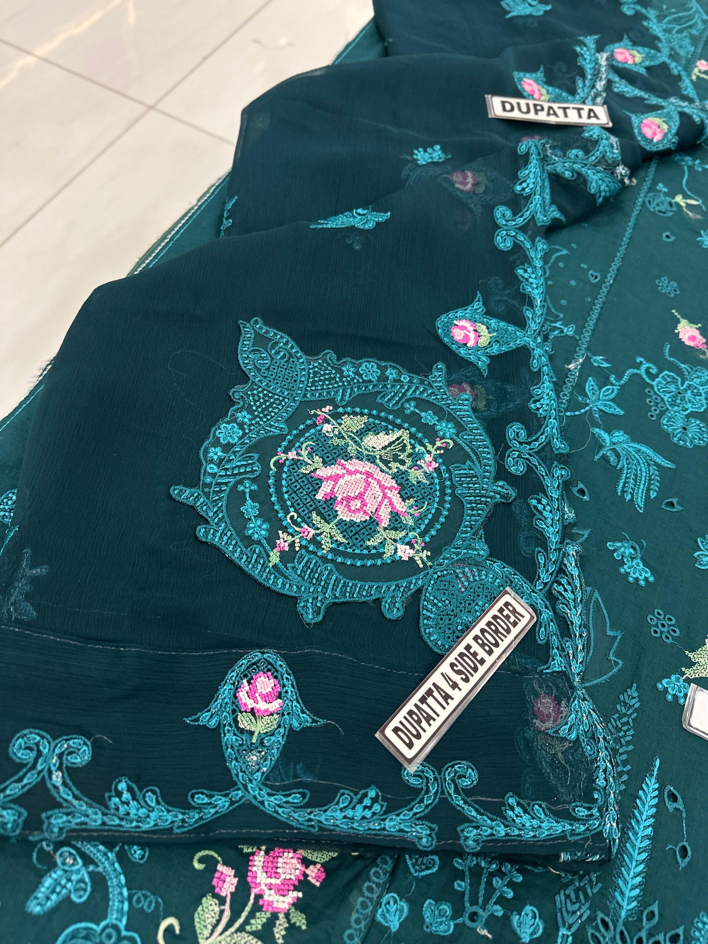 Qalamkar Lawn/Chiffon Wedding Wear 5426