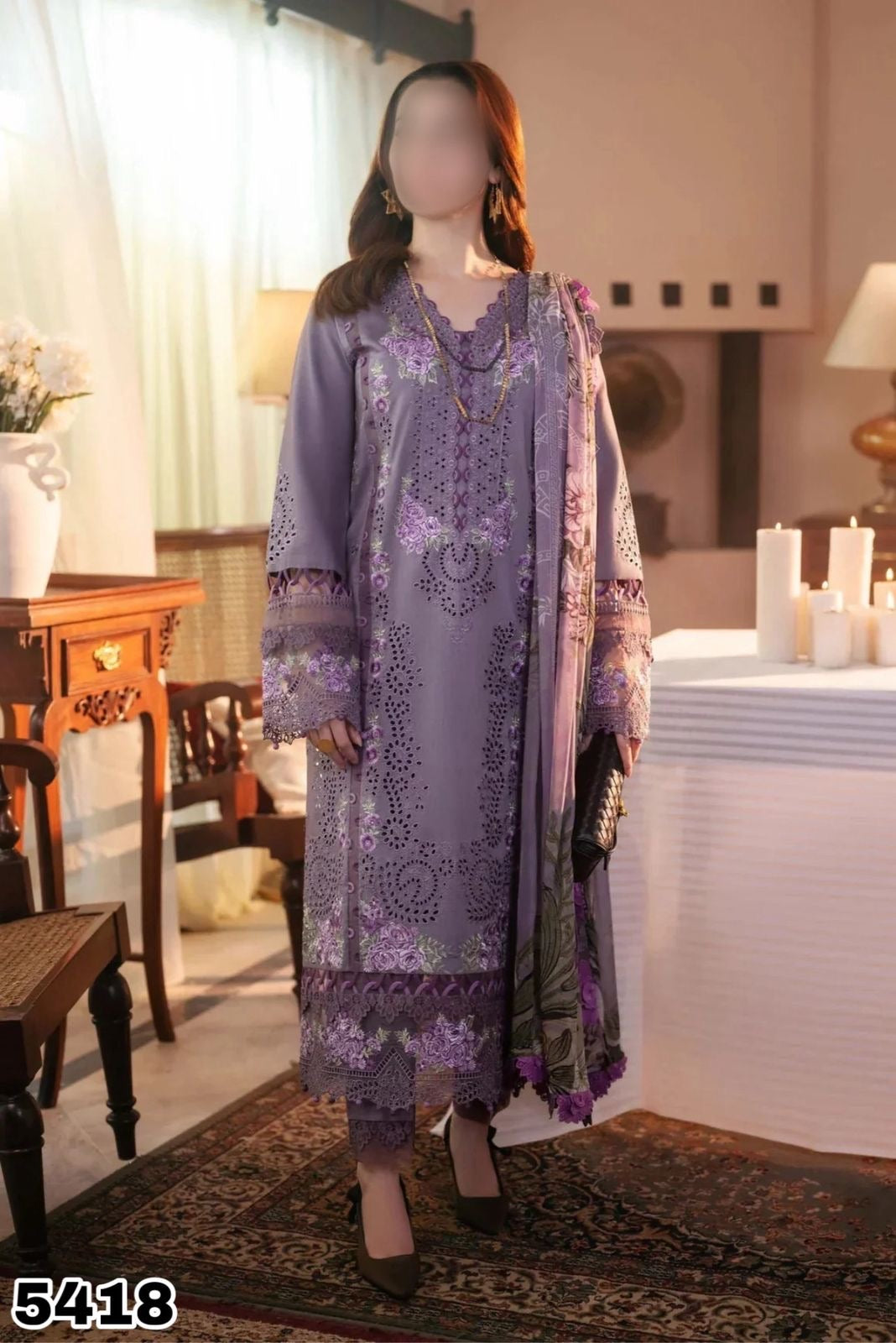 JADE CHIKANKARI LAWN/DIAMOND DIGITAL ORGANZA 5418