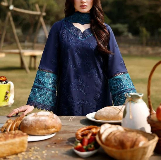 Azure Lawn/Chiffon Party Wear 5450