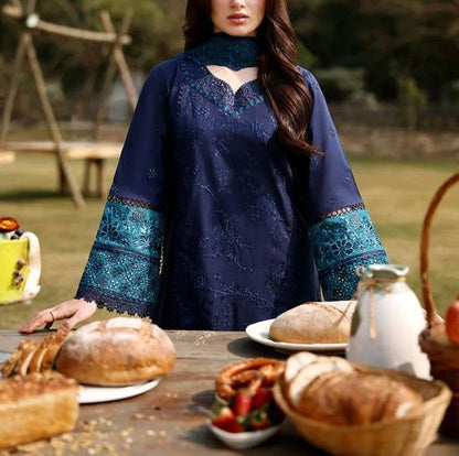 Azure Lawn/Chiffon Party Wear 5450